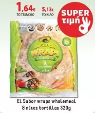 El Sabor wraps wholemeal 8 nites tortillas
