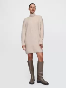 CashSoft Rib Turtleneck Mini Πουλόβερ Φόρεμα