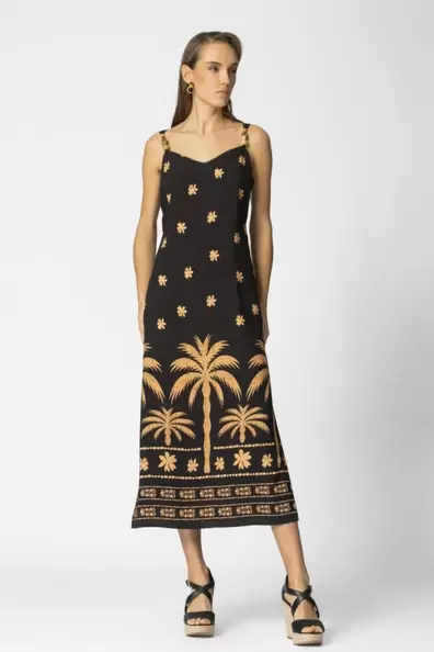 ΓΥΝΑΙΚΕΙΟ ΜΑΥΡΟ ΦΟΡΕΜΑ ΜΕ TROPICAL PRINT ΚΑΙ ΛΕΠΤΟΜΕΡΕΙΕΣ ΣΤΟΥΣ ΩΜΟΥΣ         Πρόσθήκη στην λίστα επιθυμιών