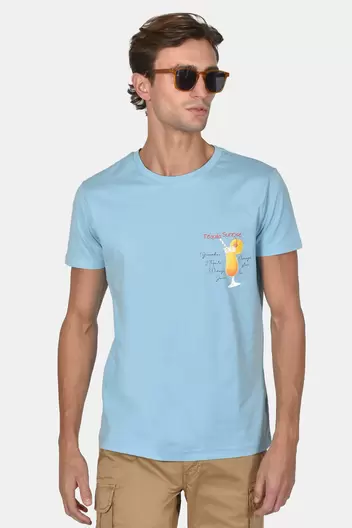 Ανδρικό Βαμβακερό T-shirt Με Στάμπα Tequila - ΣΙΕΛ