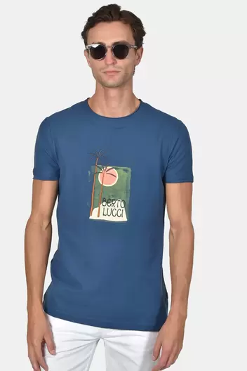 Ανδρικό Βαμβακερό T-shirt Με Στάμπα Φοίνικες - ΜΠΛΕ