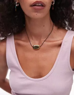 Topshop Nora choker rope necklace with gem in gold