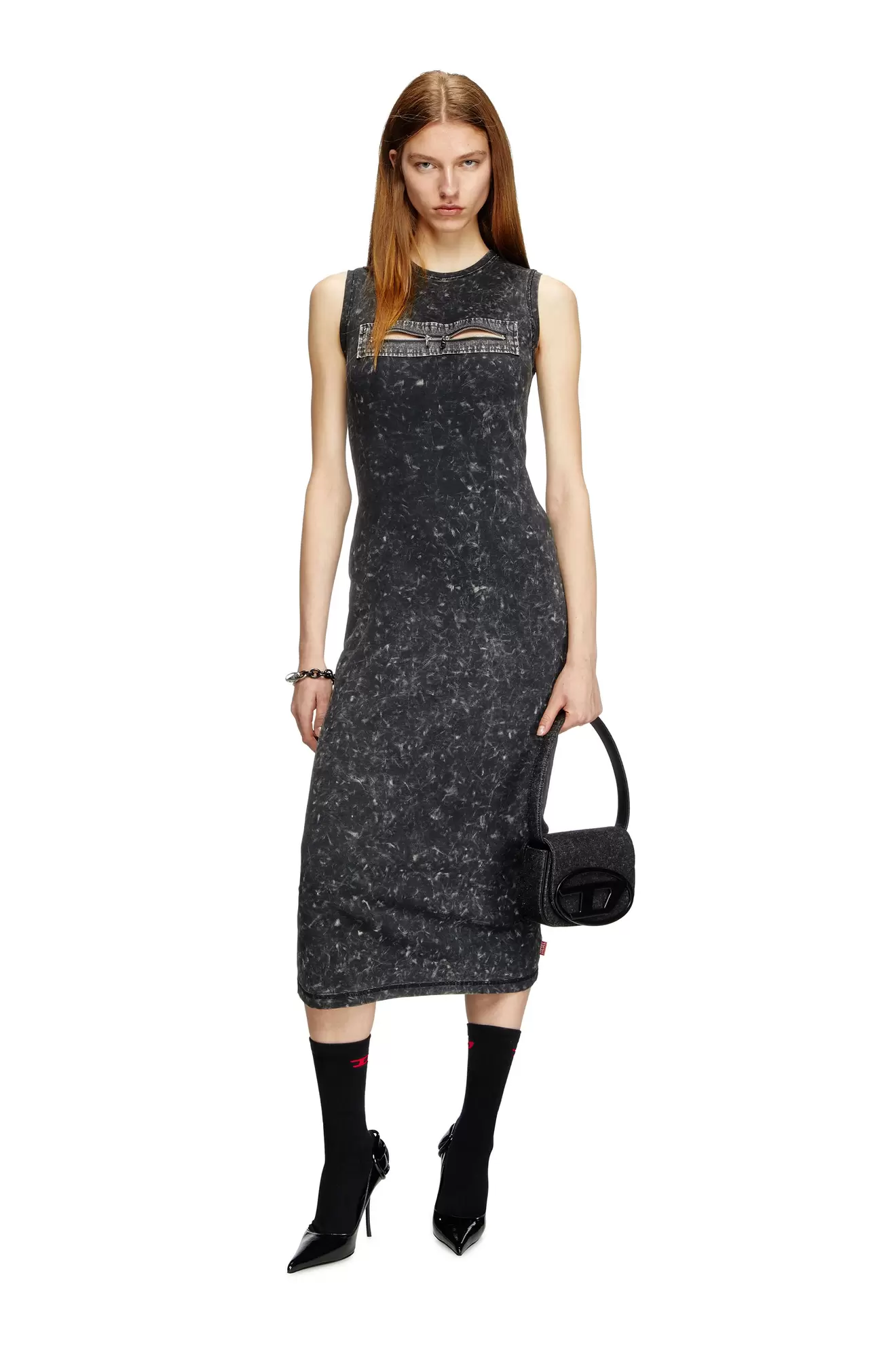 Sleeveless dress with zip detail