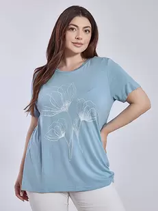 Top long with strass flower