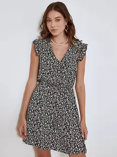 Wrap front printed dress