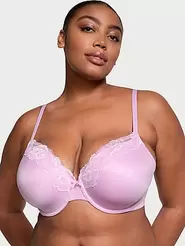 Lightly Lined Full-Coverage Lace-Trim Bra