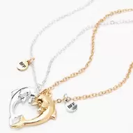 Best Friends Split Dolphin Heart Necklaces - 2 Pack