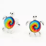 Rainbow Tie Dye Turtle Stud Earrings