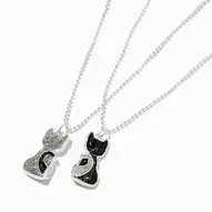 Best Friends Glitter Kitty Cat Pendant Necklaces - 2 Pack
