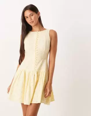 Nobody's Child Claudia tailored drop waist mini dress in yellow