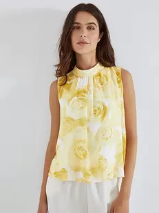 Top sleeveless floral semi sheer