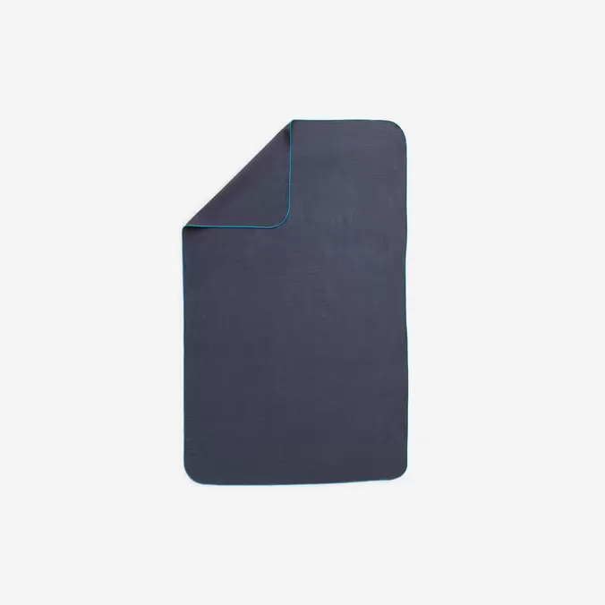 Microfibre Swimming Towel Size L 80 x 130 cm - Striped Dark Blue