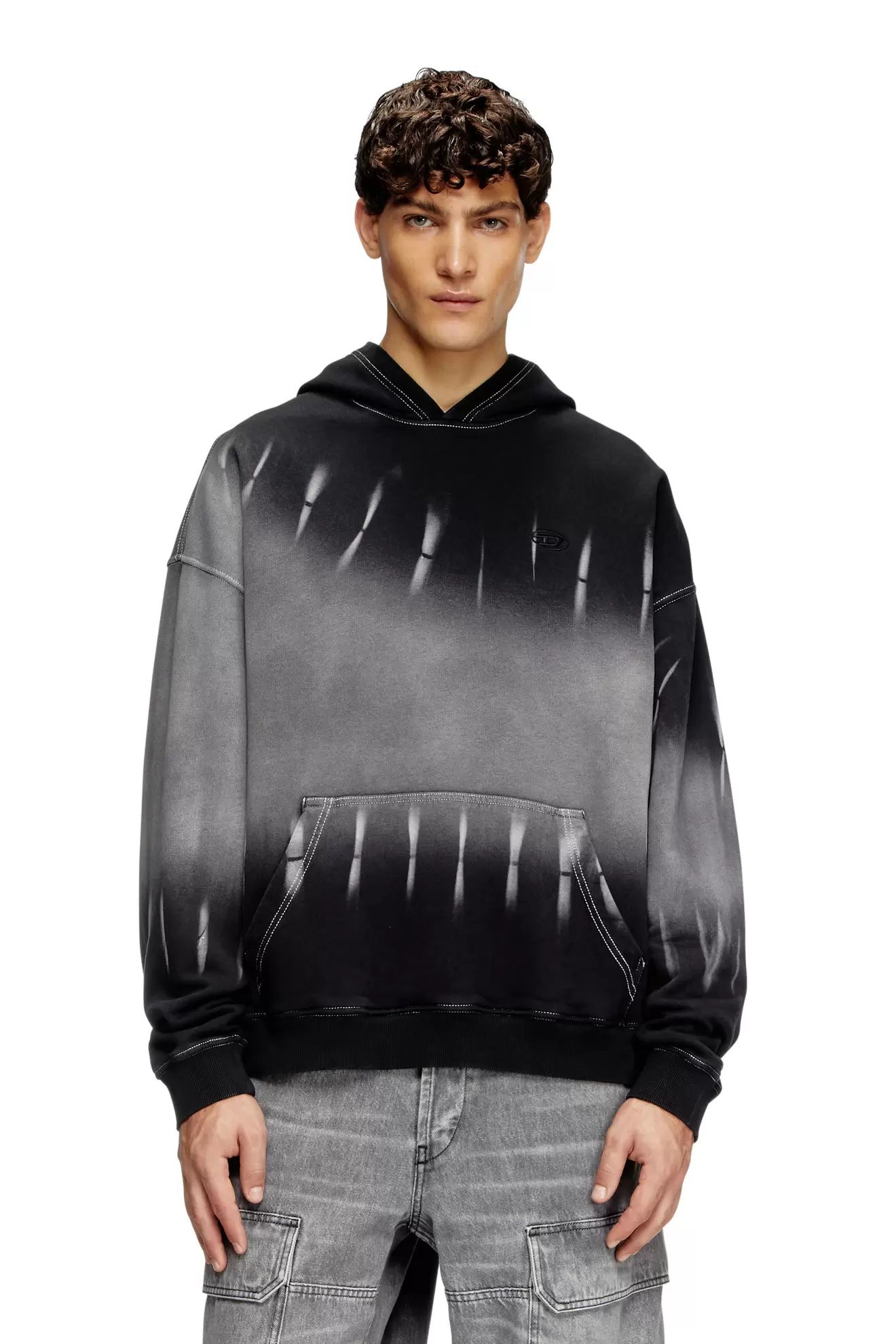 Tie-dyed hoodie with logo print
