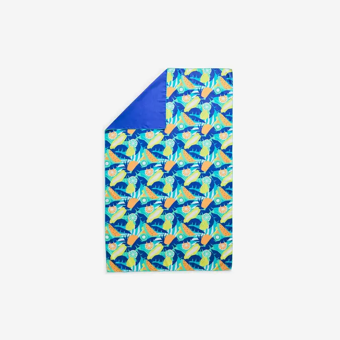 Microfibre towel size XL 110 x 175 cm - blue-green print