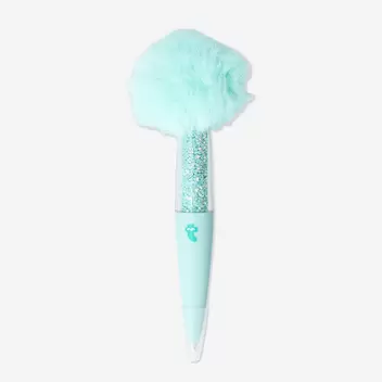 Turquoise ballpoint pen with plush top