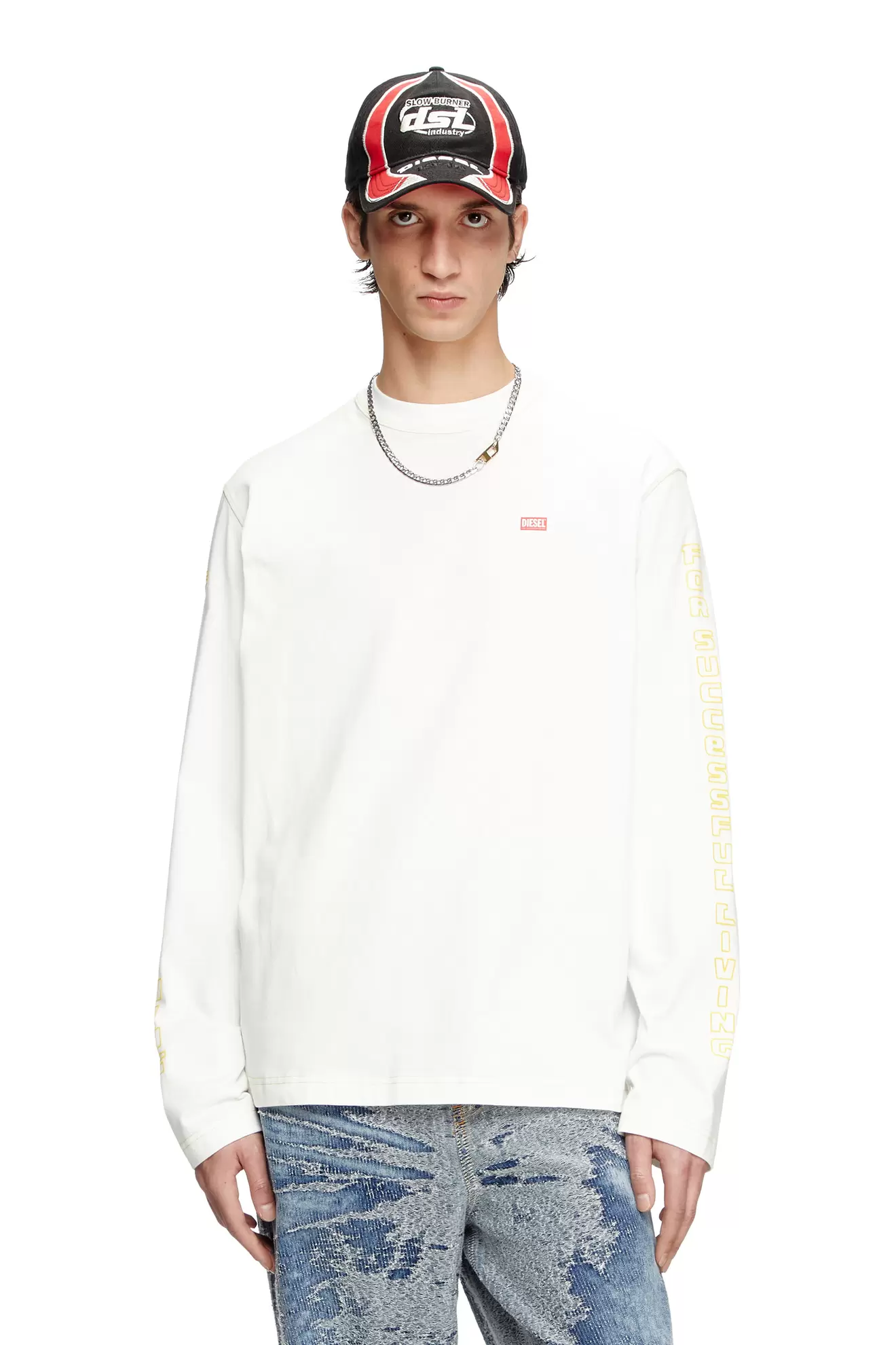 Long-sleeve T-shirt with apple core print