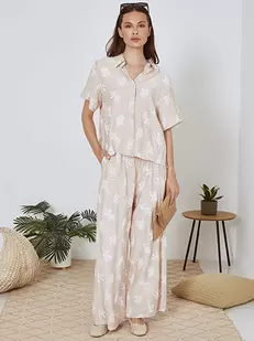 Shirt and wide leg trousers set