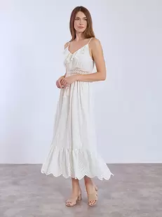 Dress maxi broderie with straps