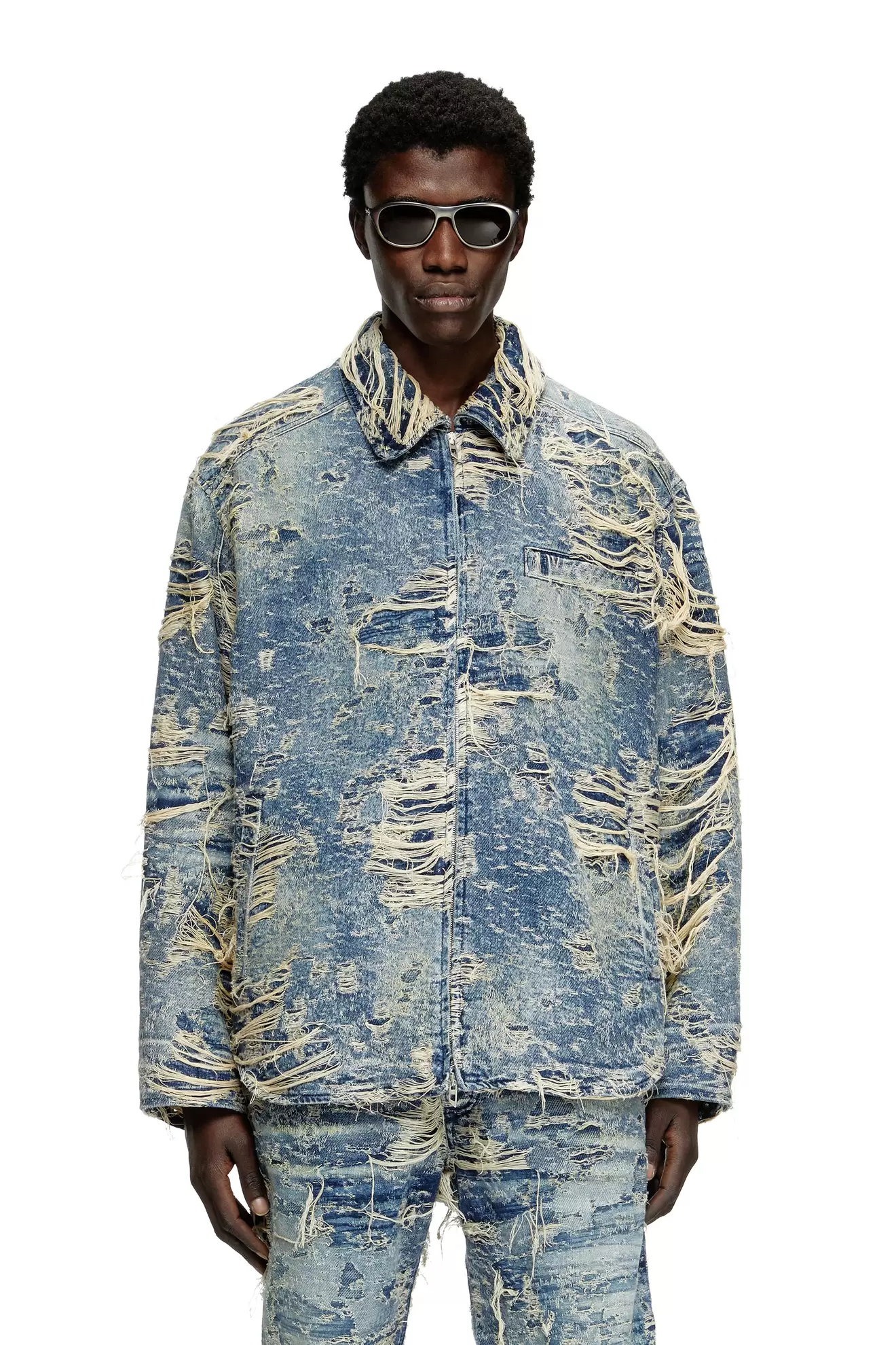 Jacket in floating-thread denim