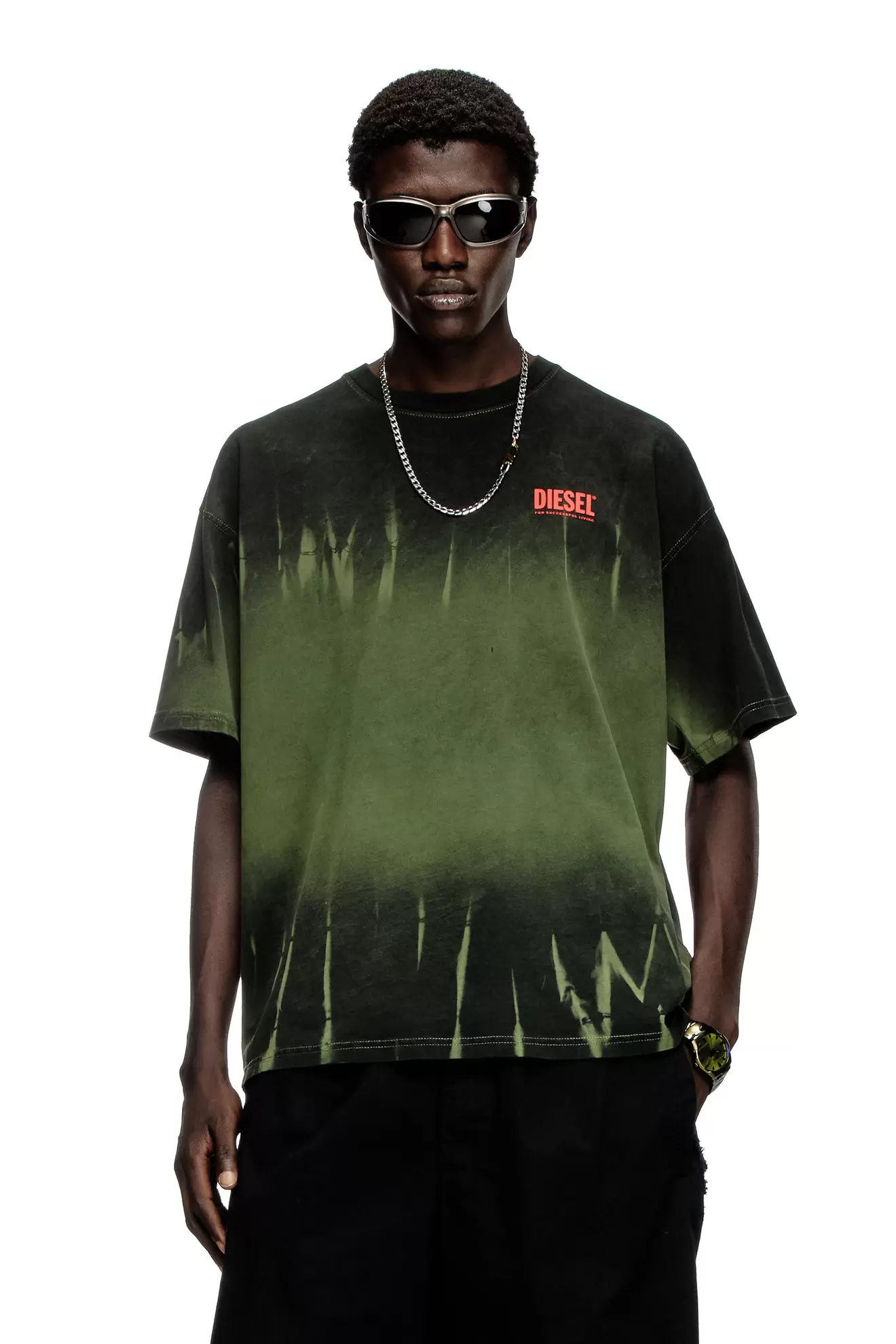 Tie-dye T-shirt with logo print