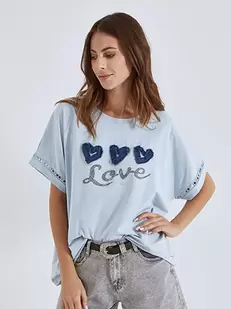 Top with denim hearts and strass