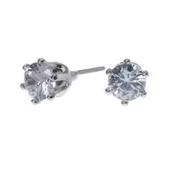 Silver-tone Cubic Zirconia 5mm Round Cupcake Stud Earrings