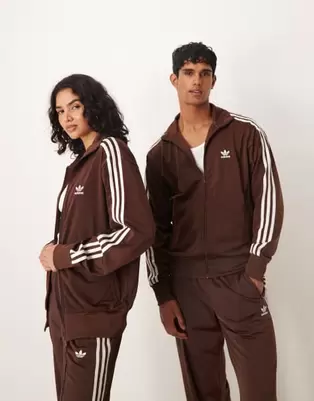 Adidas Originals Firebird track top in brown