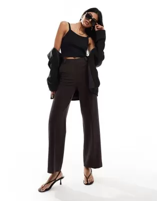 & Other Stories tailored flared trousers in dark brown