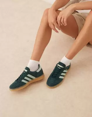 Adidas Originals Handball Spezial trainers in dark green with gum sole