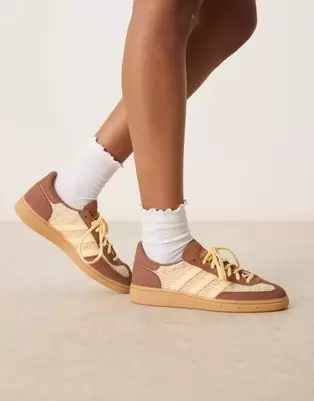 Adidas Originals Handball Spezial trainers in brown and yellow with gum sole