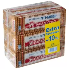 Παπαδοπούλου Πτι Μπερ Μπισκότα 6x225gr -10%