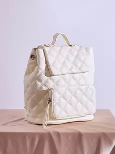 Backpack leather effect quilted