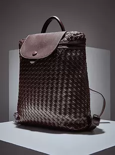 Backpack leather effect braided