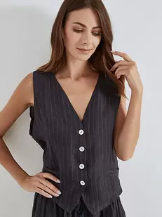 Vest linen with stripes