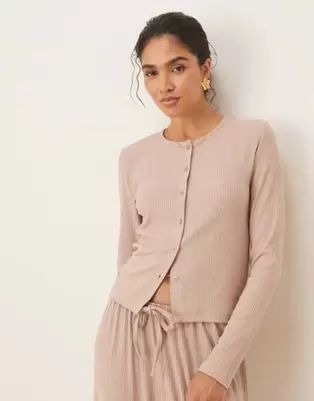 ASOS DESIGN lounge mix & match rib cardigan in cream