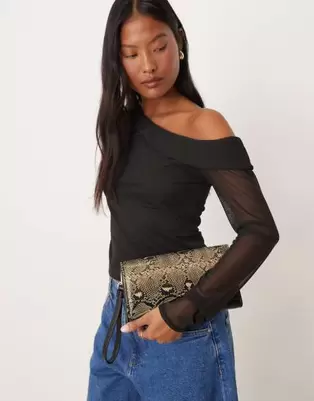 Accessorize snake print fold over wristlet bag in multi