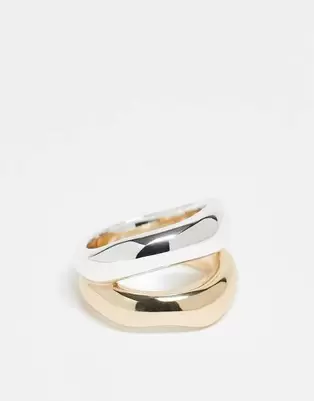 & Other Stories triple stacked ring in gold and silver