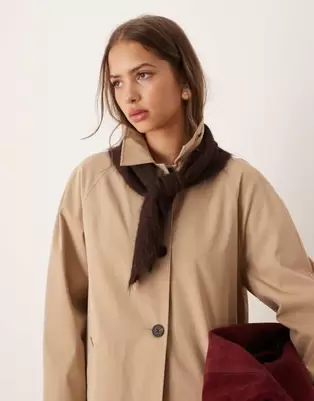 ASOS DESIGN knitted small triangle scarf in chocolate