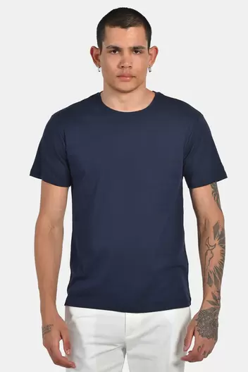 Ανδρικό 100% Βαμβακερό T-shirt Με Logo Στο Πίσω Μέρος - ΜΠΛΕ                                                                Ανδρικό 100% Βαμβακερό T-shirt Με Logo Στο Πίσω Μέρος - ΜΠΛΕ