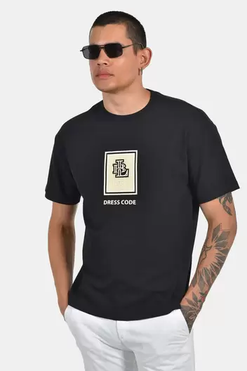 Ανδρικό T-shirt  Με Τύπωμα Dress Code - ΜΑΥΡΟ                                                                Ανδρικό T-shirt  Με Τύπωμα Dress Code - ΜΑΥΡΟ