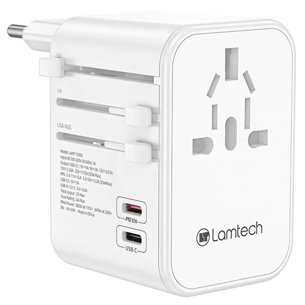 Lamtech Travel Adapter με 3 USB + 2 Type C