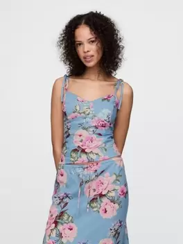 Λινή-Μίξη Tie-Strap Αμάνικη Μπλούζα