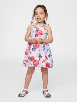 Βρεφικό & Νηπιακό Λινό-Βαμβάκι Flutter V-Neck Φόρεμα