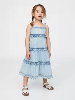 Βρεφικό & Νηπιακό Ruffle Tiered Τζιν Φόρεμα