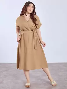 Shirtdress with rolled up sleeves