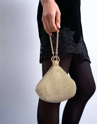 Topshop Galaxy diamante grab bag in gold