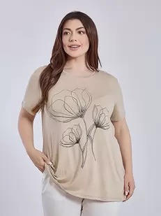 Top long with strass flower
