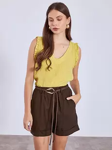 Shorts with rolled up hemline