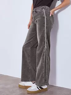 Jeans wide leg with side zip