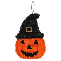 Halloween Διακοσμητική Κολοκύθα με Καπέλο & Tinsel 23x37cm